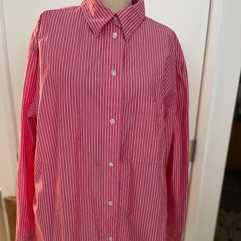 Pink and White Striped All Cotton Shirt